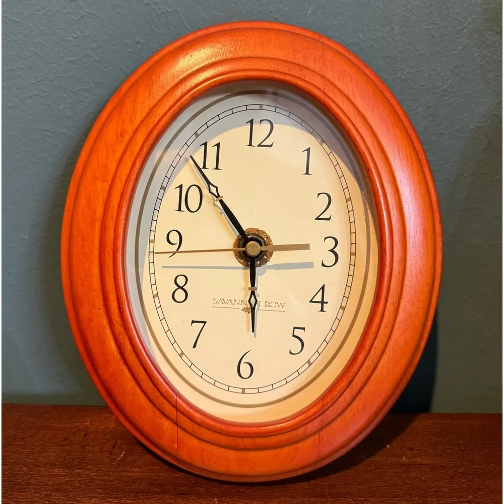 Savannah Row Rosewood Oval 8” Wall Clock Quartz Works